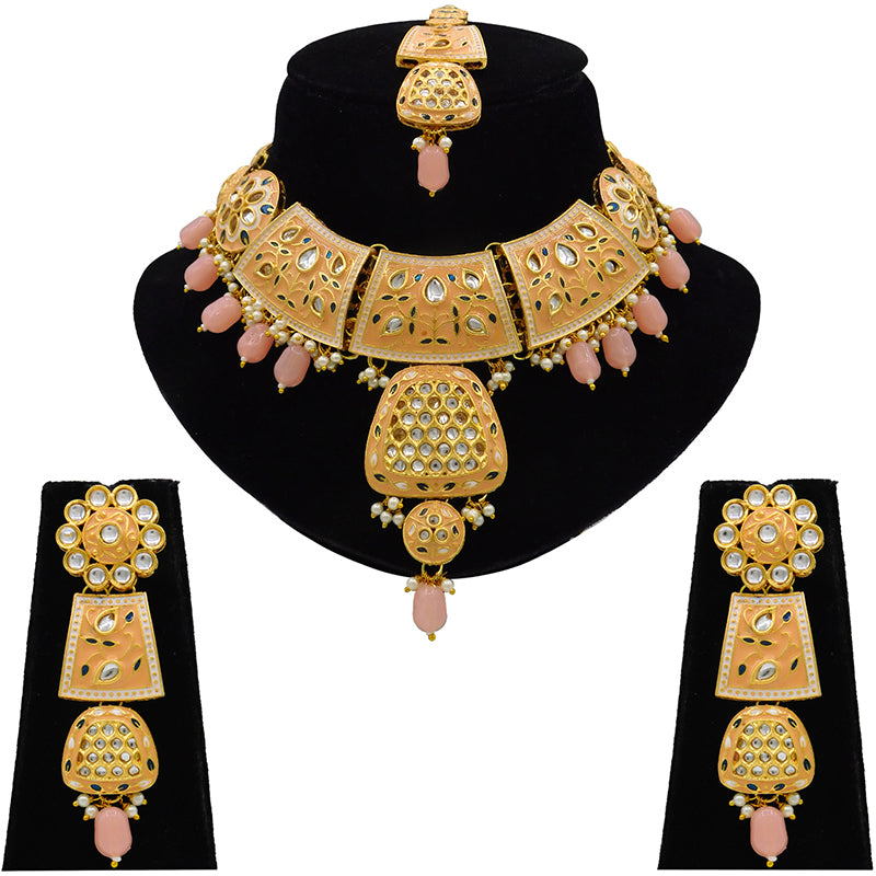 Sujwel Gold Kundan Mina Jewellery Set (08-0467)