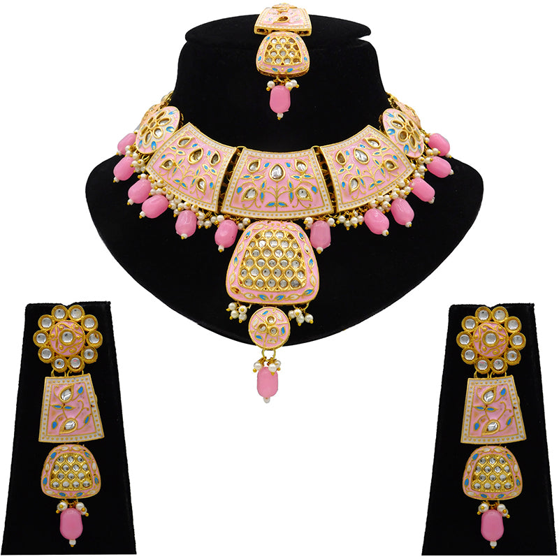 Sujwel Gold Kundan Mina Jewellery Set (08-0467)