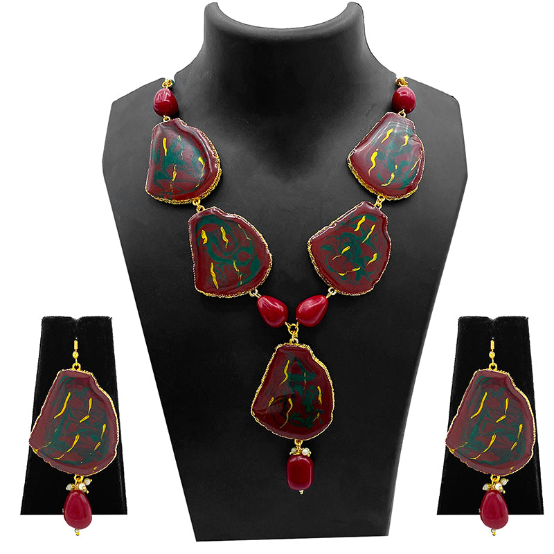 Sujwel Necklace Set with Earrings, for Girls and Women (08-0498)