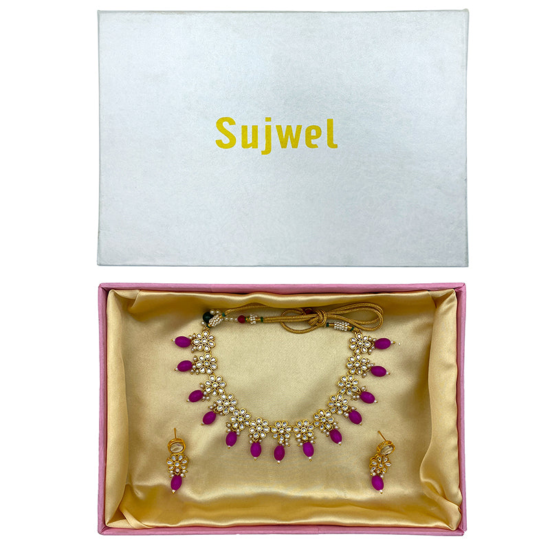 Sujwel Necklace Set with Earrings, for Girls and Women (08-0499)