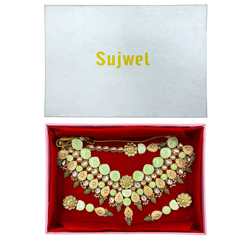 Kundan Meenakari Floral Set (08-0500)