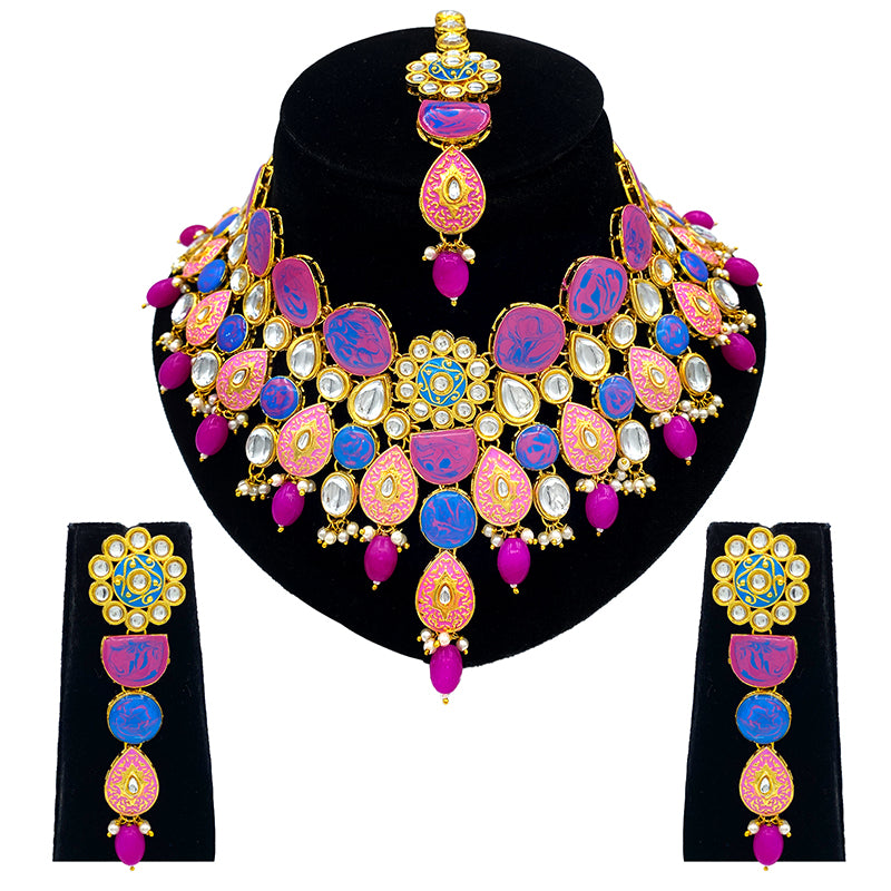 Kundan Meenakari Floral Set (08-0500)