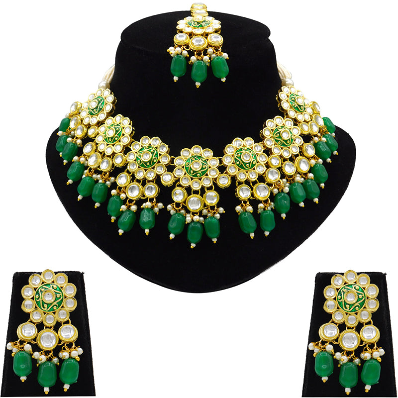 Sujwel Gold Kundan Mina Jewellery Set (08-0478)