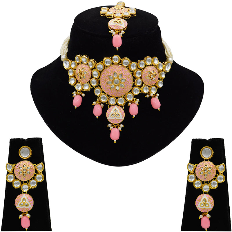 Sujwel Gold Kundan Mina Jewellery Set (SUJ08-0481)