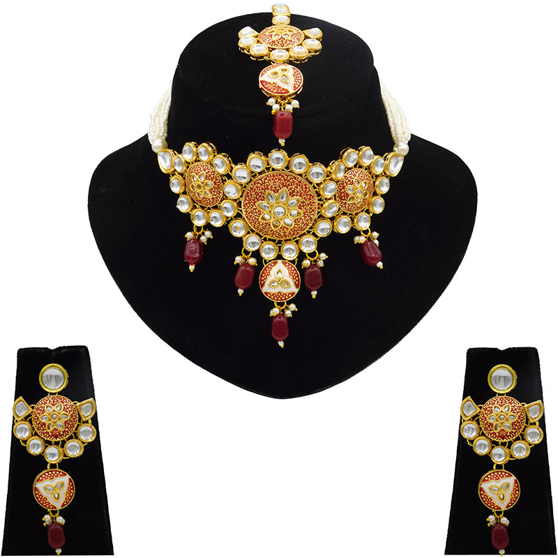 Sujwel Gold Kundan Mina Jewellery Set (SUJ08-0481)