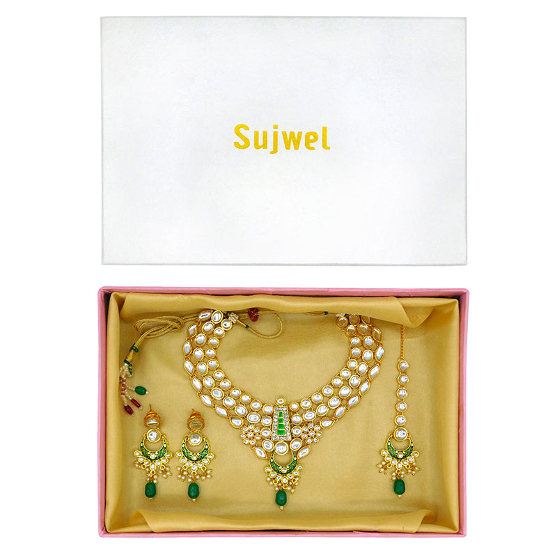 Sujwel Gold Kundan Jewellery Set (08-0483)