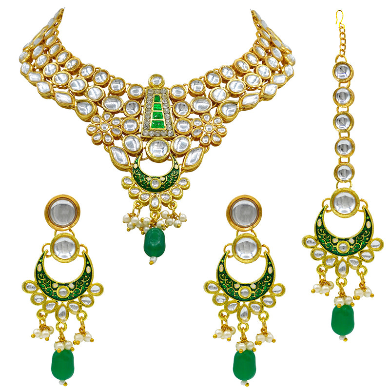 Sujwel Gold Kundan Jewellery Set (08-0483)