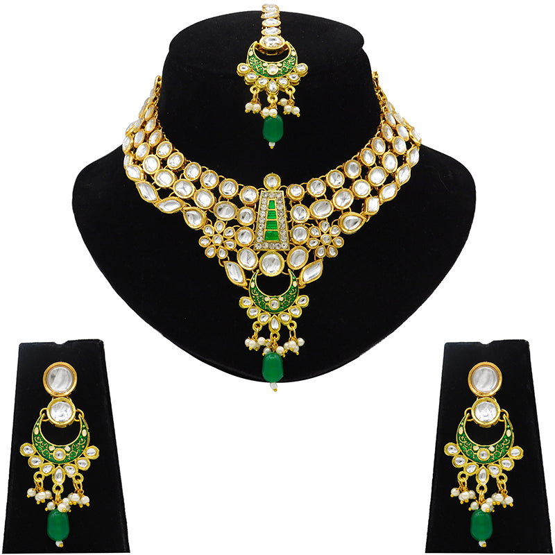 Sujwel Gold Kundan Jewellery Set (08-0483)