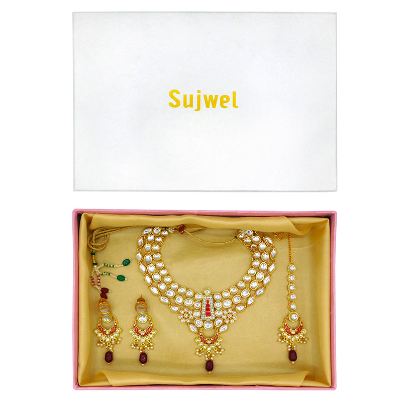 Sujwel Gold Kundan Jewellery Set (08-0483)