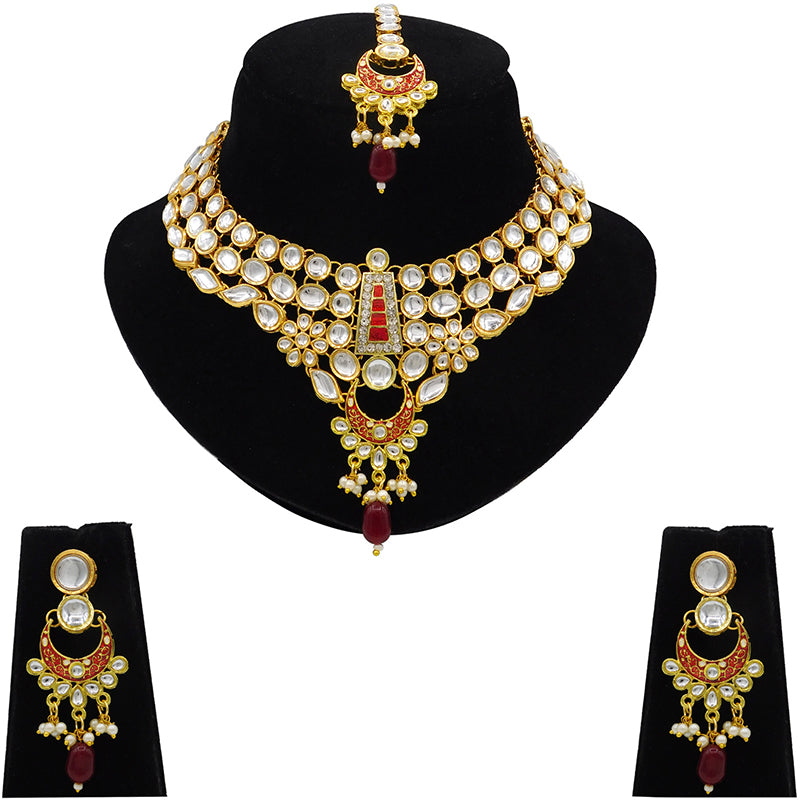 Sujwel Gold Kundan Jewellery Set (08-0483)