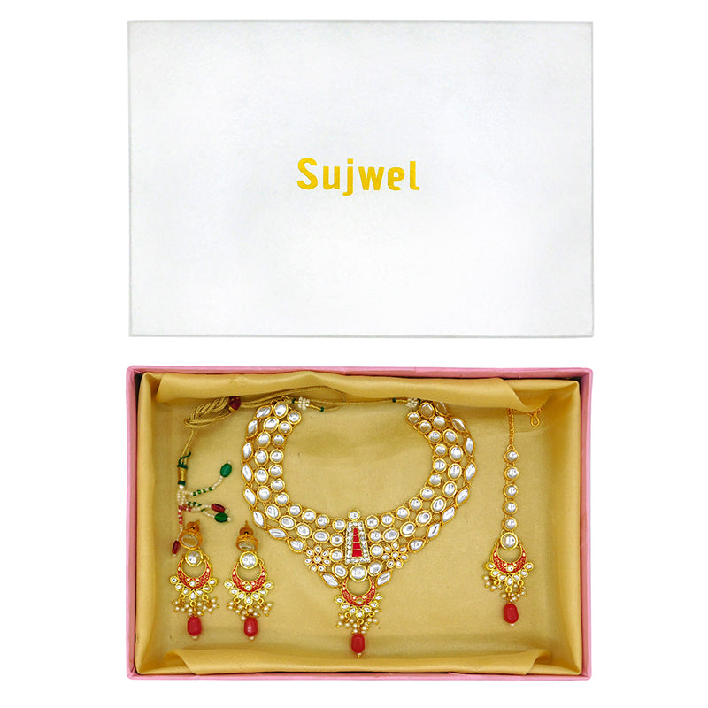 Sujwel Gold Kundan Jewellery Set (08-0483)