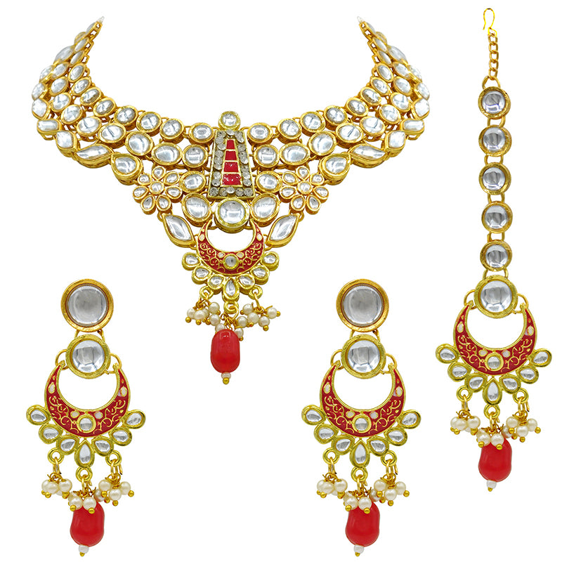 Sujwel Gold Kundan Jewellery Set (08-0483)