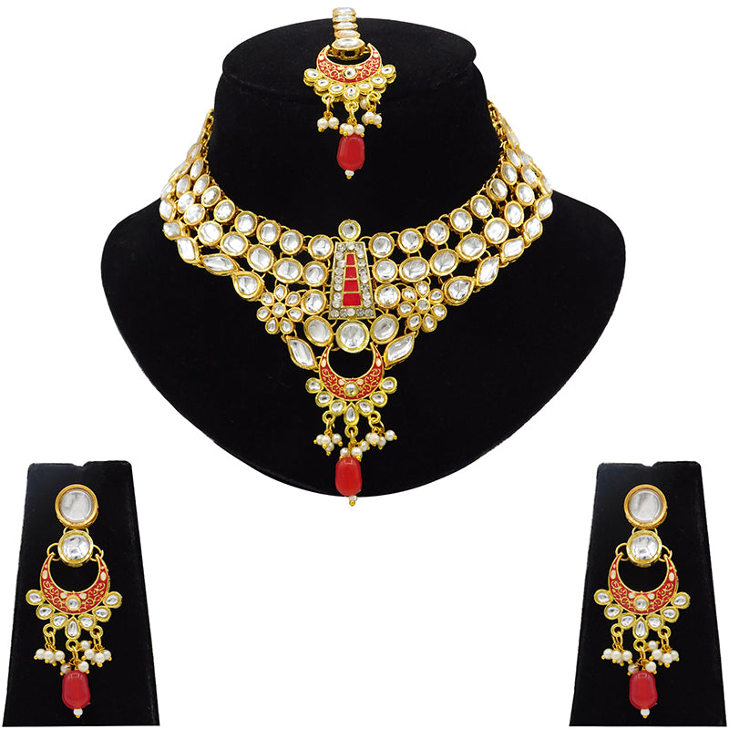 Sujwel Gold Kundan Jewellery Set (08-0483)