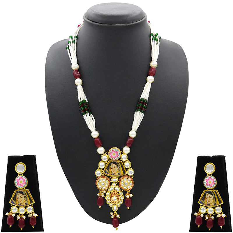 Sujwel Kundan Meenakari Mala Set (08-0485)
