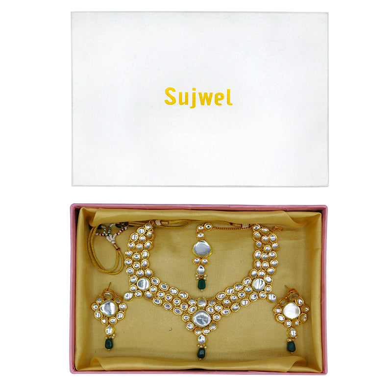 Sujwel Gold Kundan Jewellery Set (08-0490)