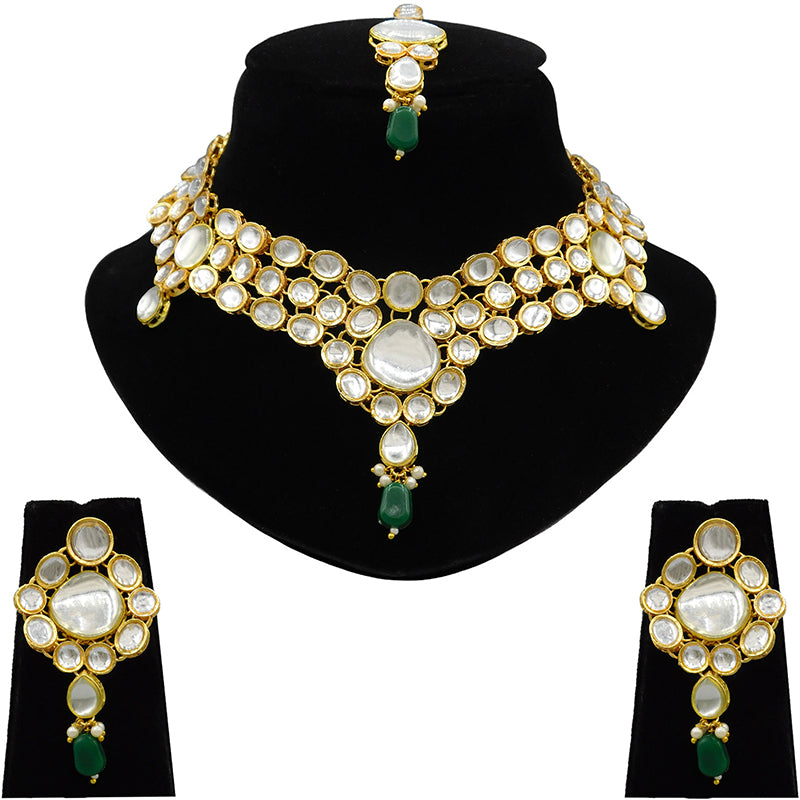Sujwel Gold Kundan Jewellery Set (08-0490)