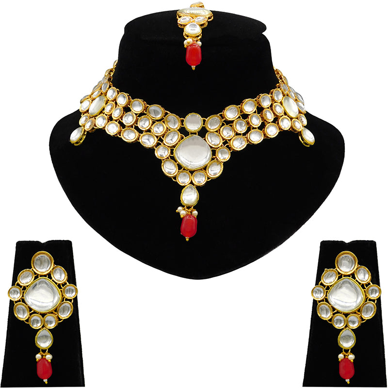 Sujwel Gold Kundan Jewellery Set (08-0490)