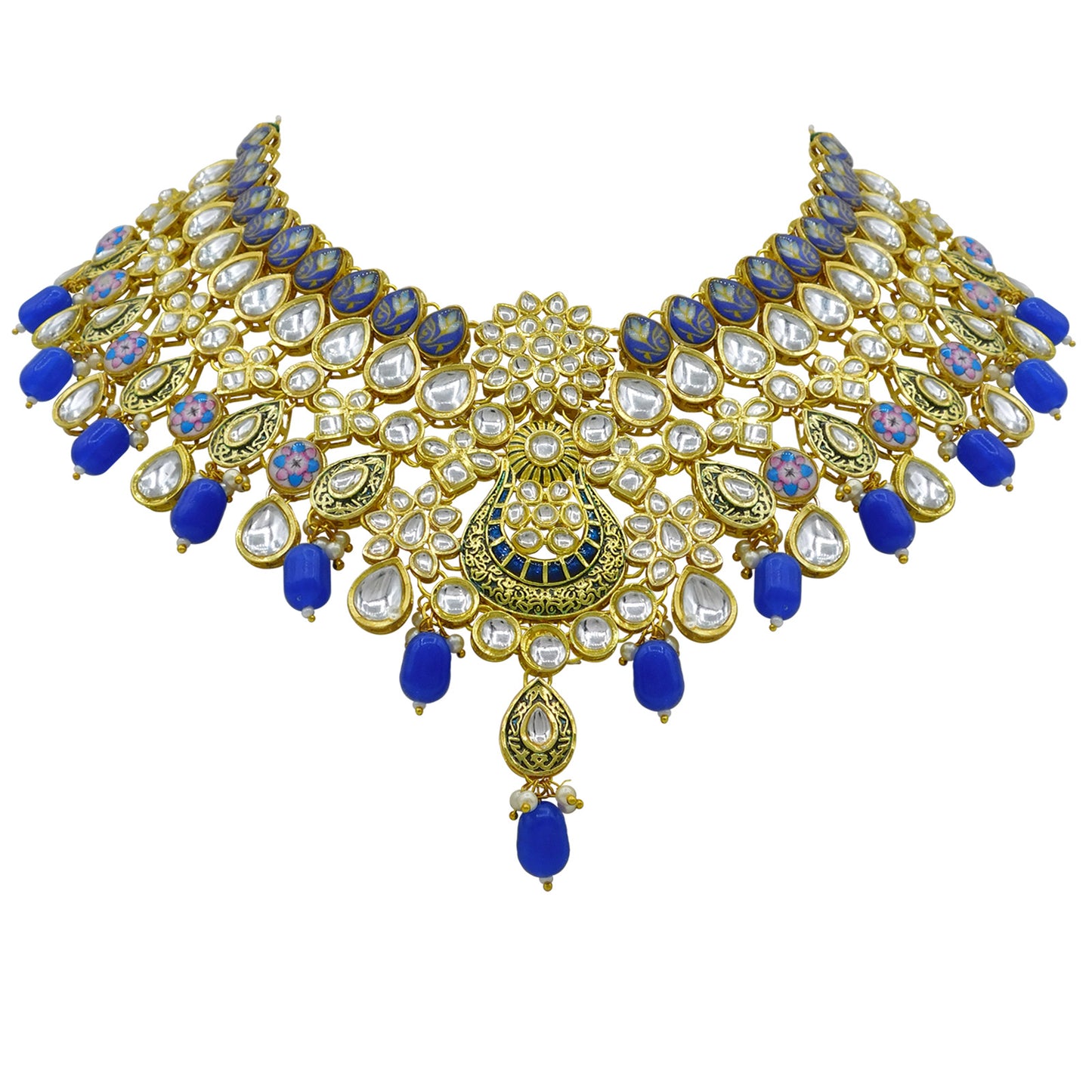 Kundan Floral Necklace Set (08-0458)