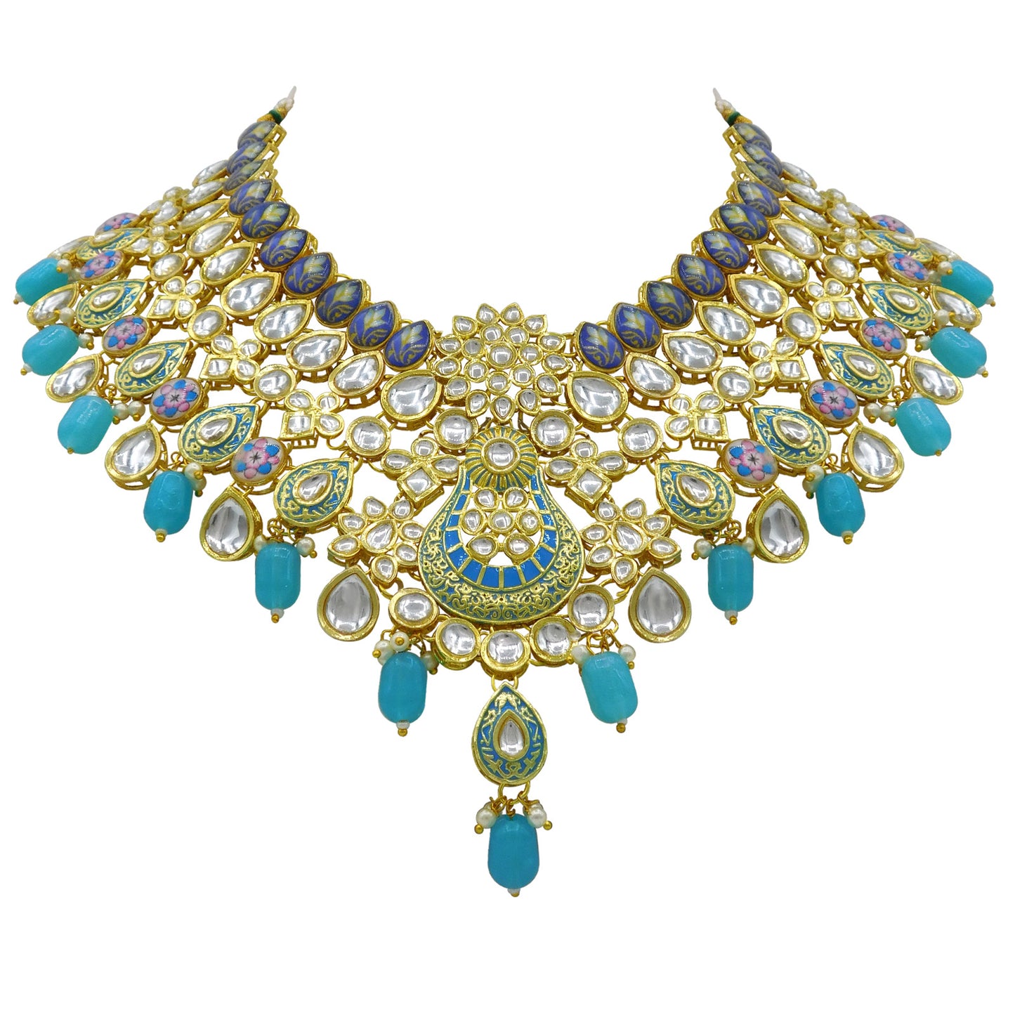 Kundan Floral Necklace Set (08-0458)
