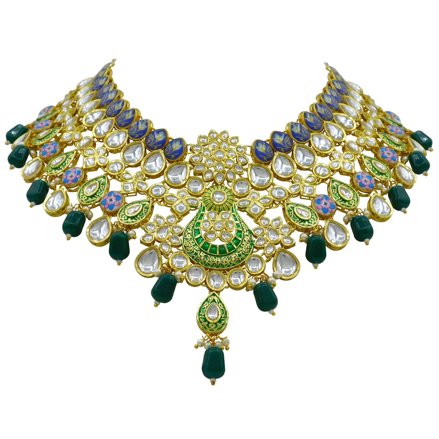 Kundan Floral Necklace Set (08-0458)