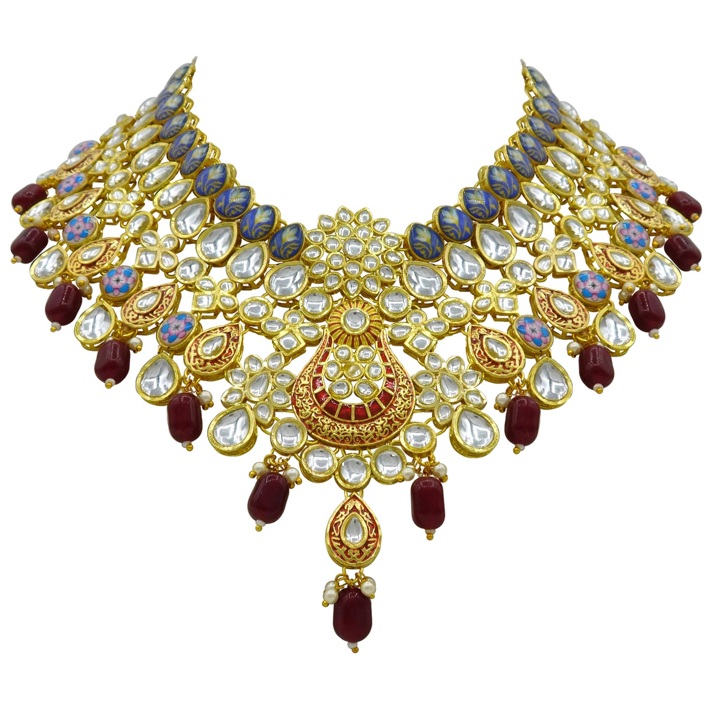 Kundan Floral Necklace Set (08-0458)