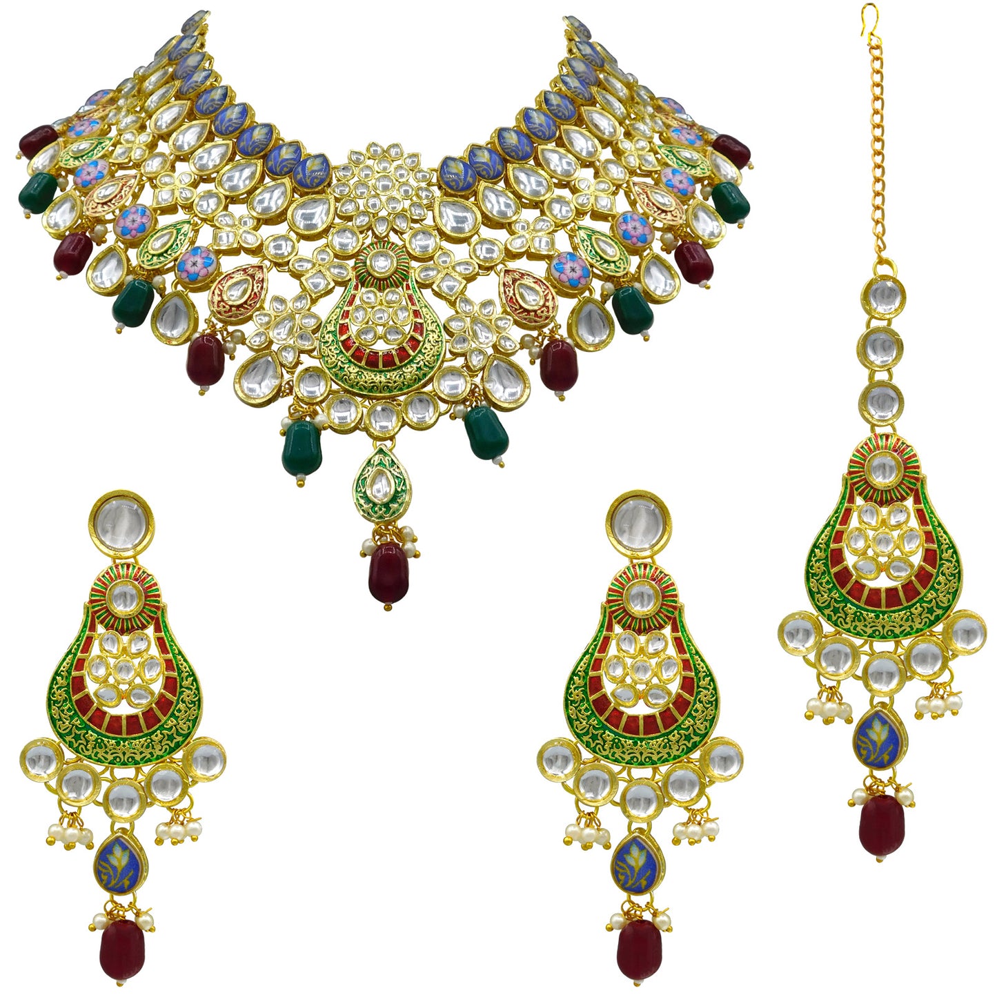 Kundan Floral Necklace Set (08-0458)