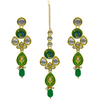 Thumbnail for Sujwel Gold Plated Kundan Floral Design Choker Necklace Set (08-0459)