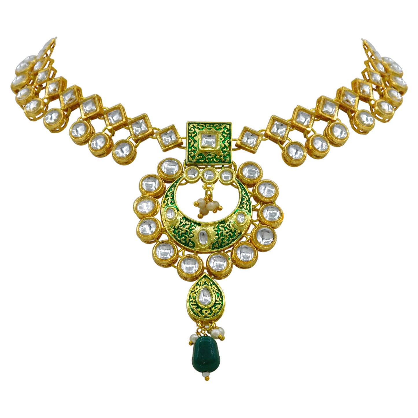 Sujwel Gold Kundan Mina Jewellery Set (08-0462)