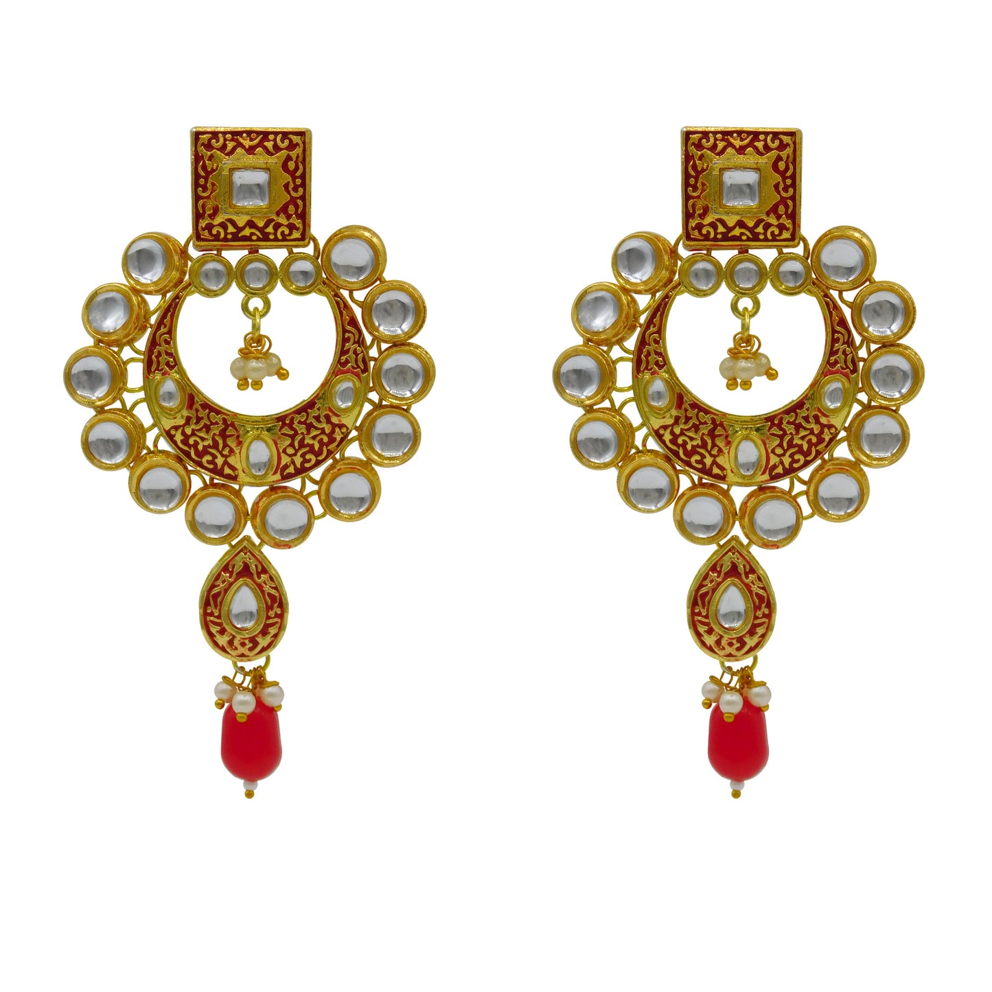 Sujwel Gold Kundan Mina Jewellery Set (08-0462)