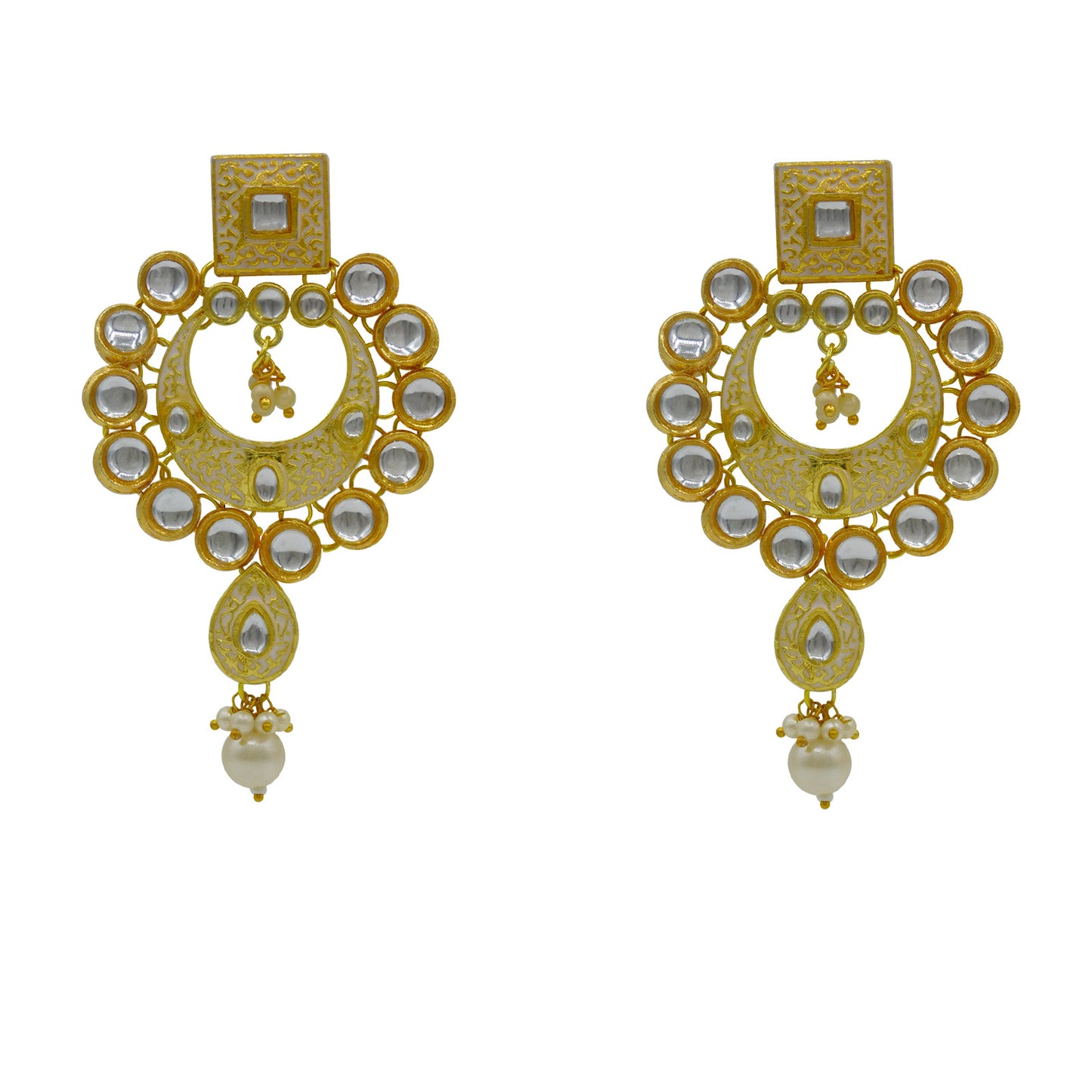 Sujwel Gold Kundan Mina Jewellery Set (08-0462)