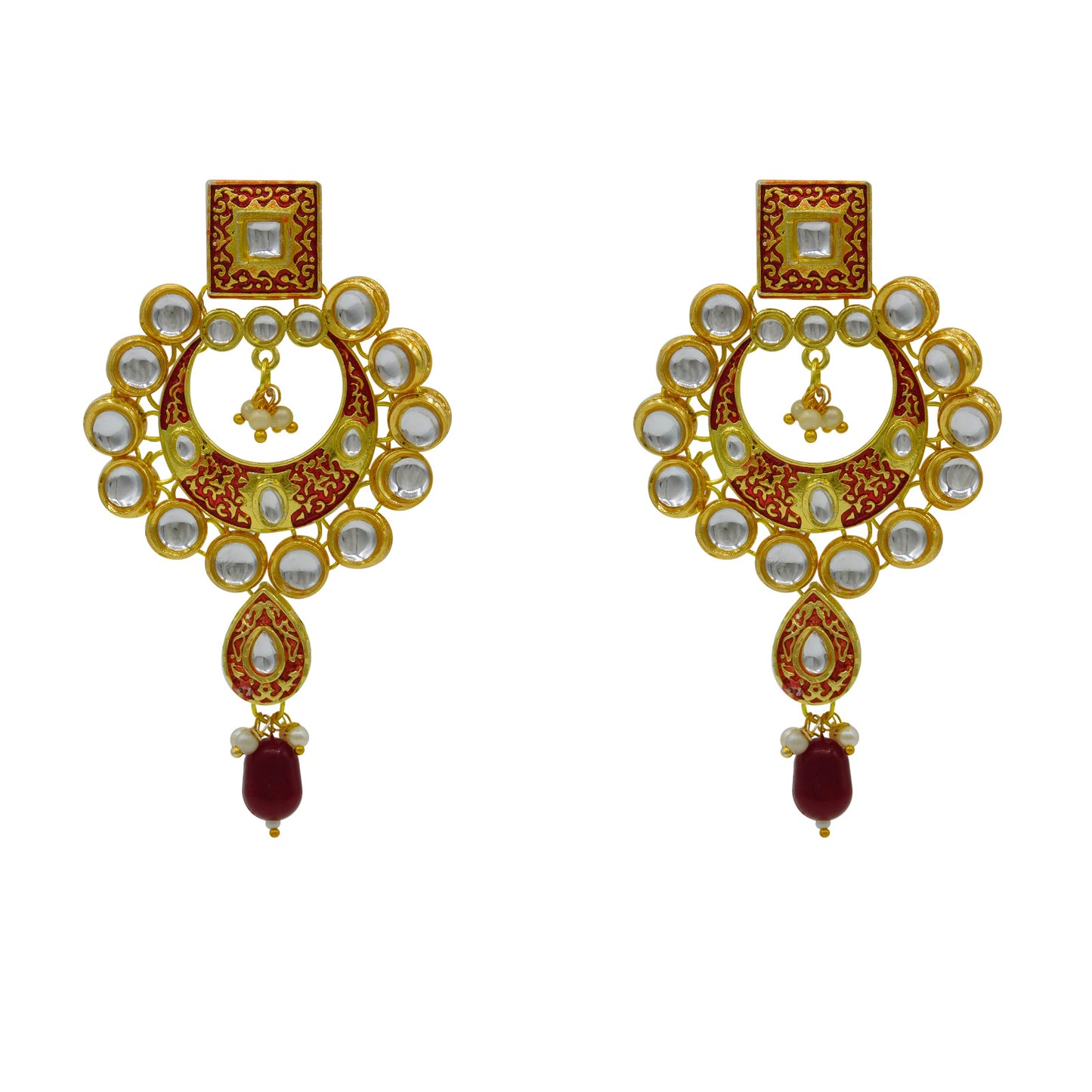 Sujwel Gold Kundan Mina Jewellery Set (08-0462)