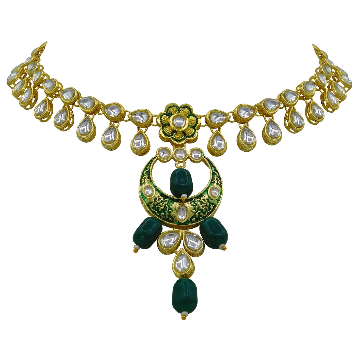 Sujwel Kundan Mina jewellery set (08-0461)
