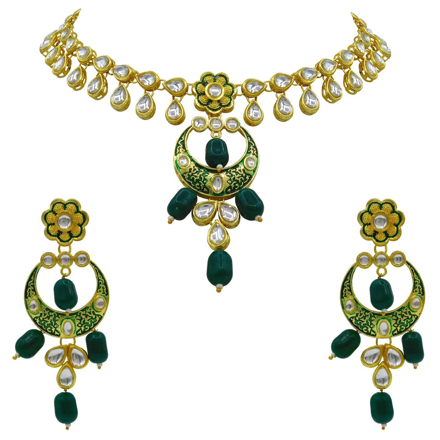 Sujwel Kundan Mina jewellery set (08-0461)