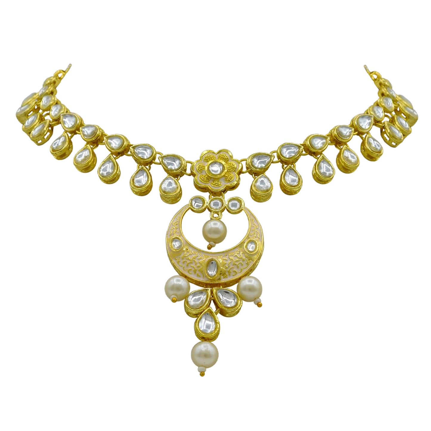 Sujwel Kundan Mina jewellery set (08-0461)