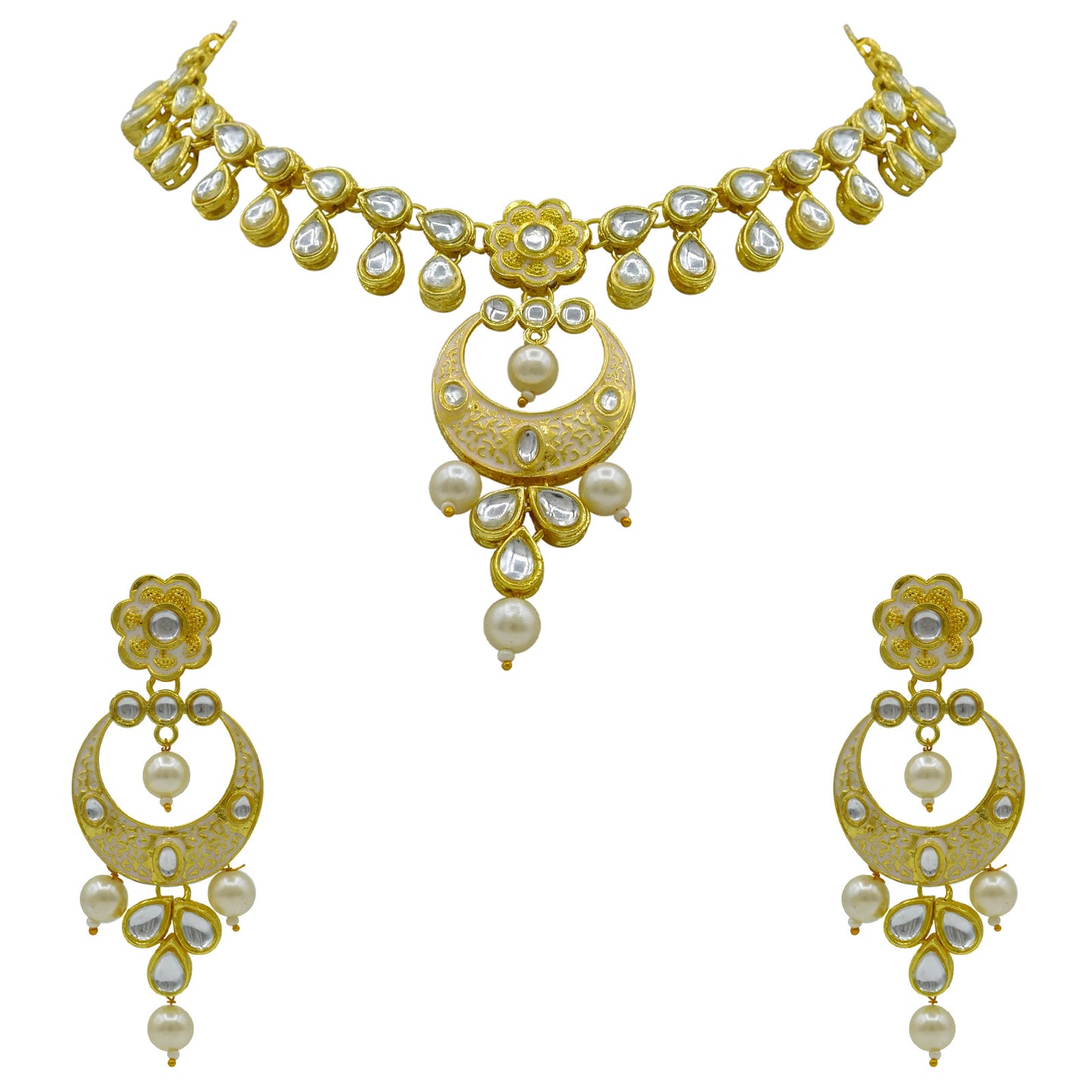 Sujwel Kundan Mina jewellery set (08-0461)