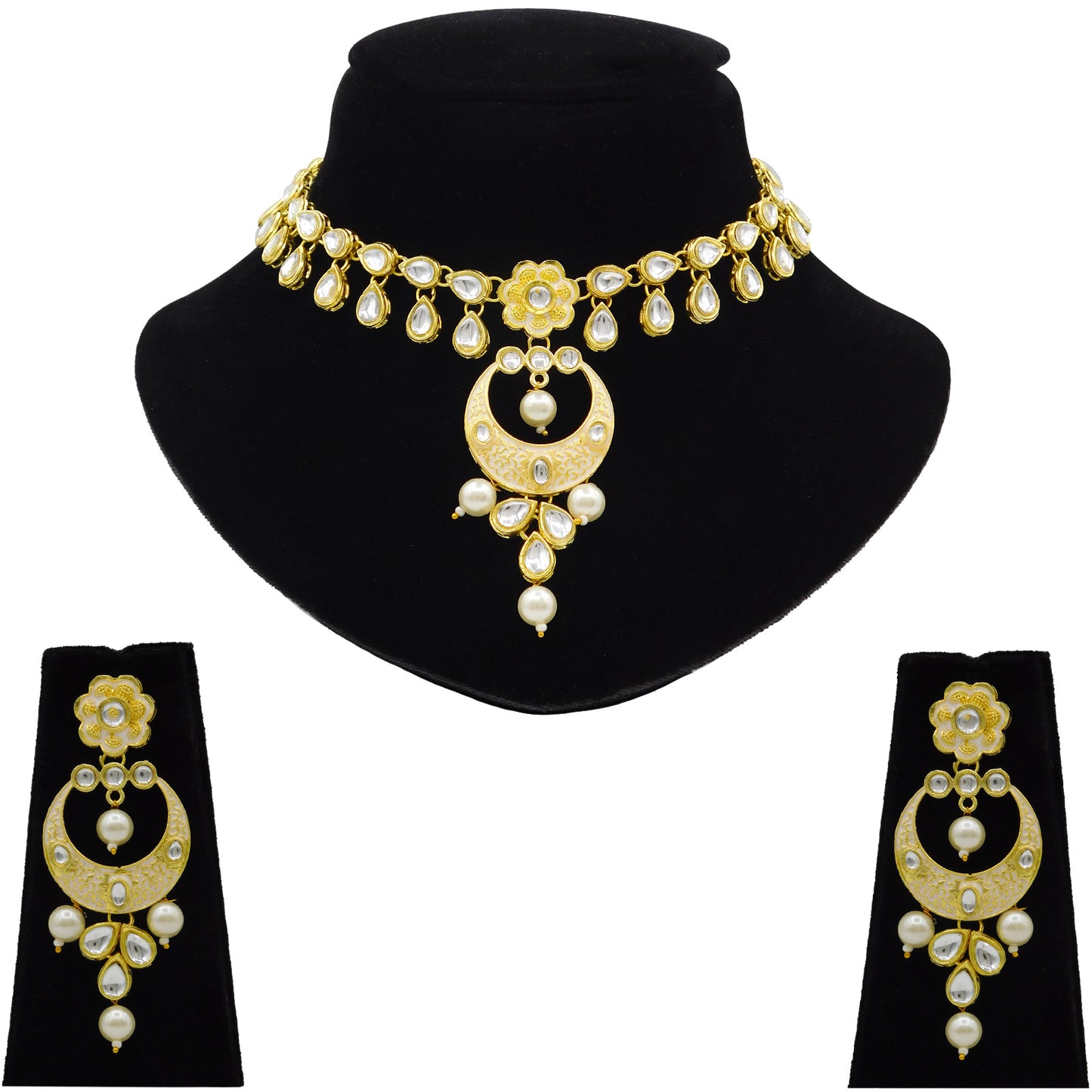 Sujwel Kundan Mina jewellery set (08-0461)