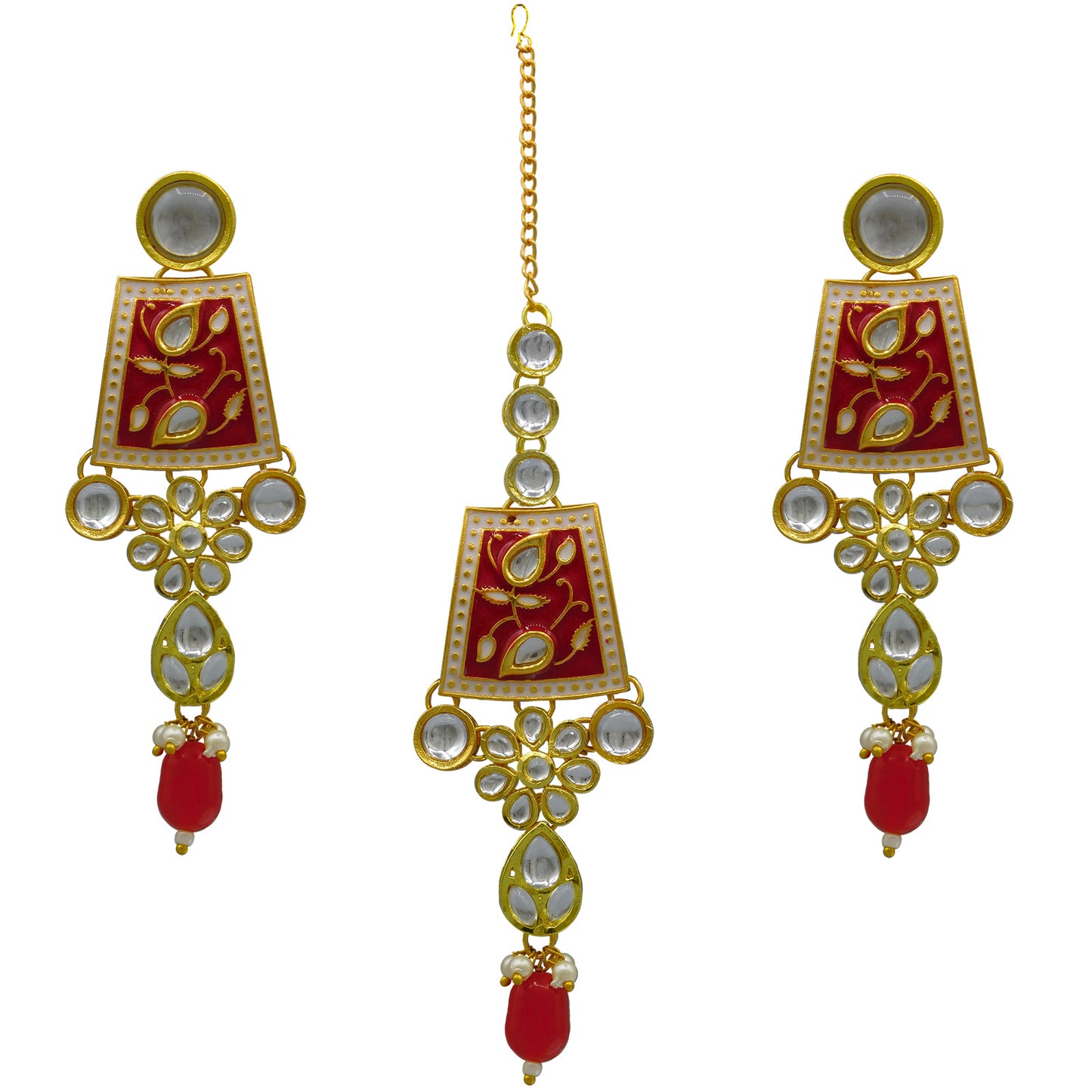 Sujwel Kundan and Meenakari Necklace Set (08-0464)