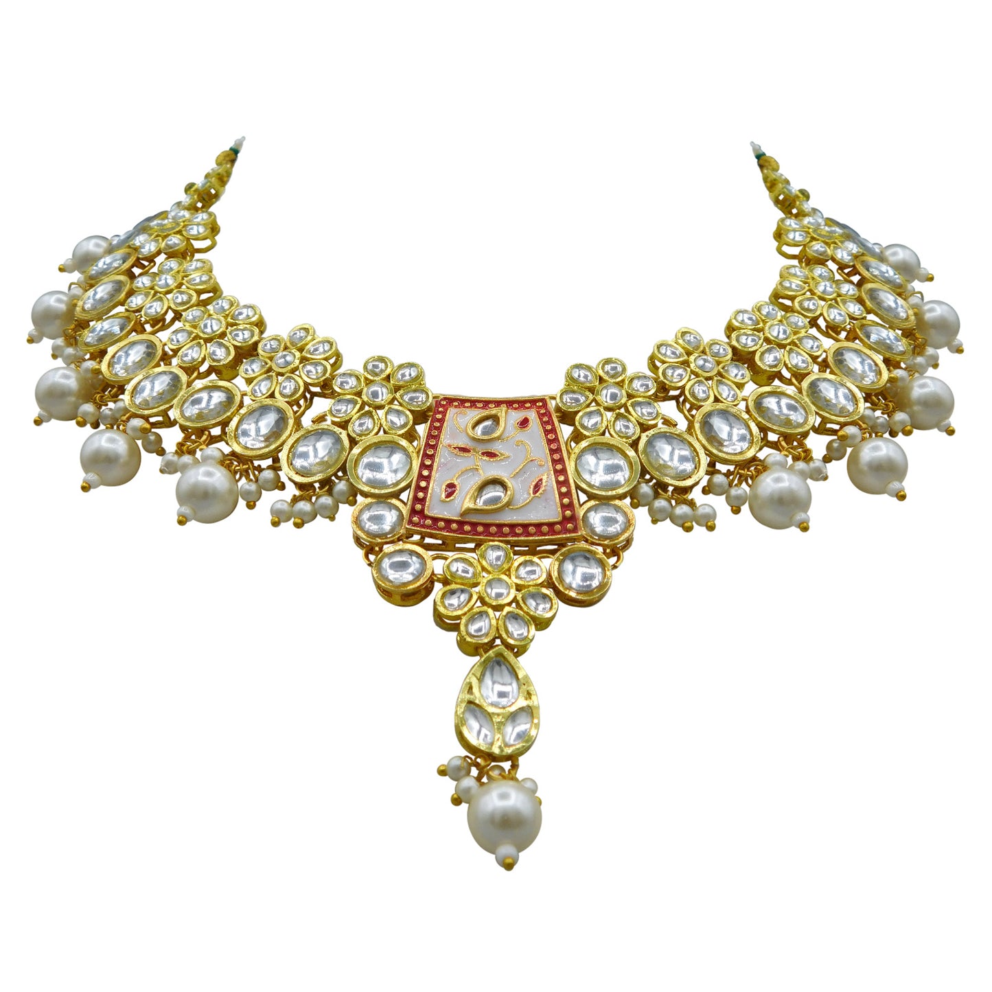 Sujwel Kundan and Meenakari Necklace Set (08-0464)