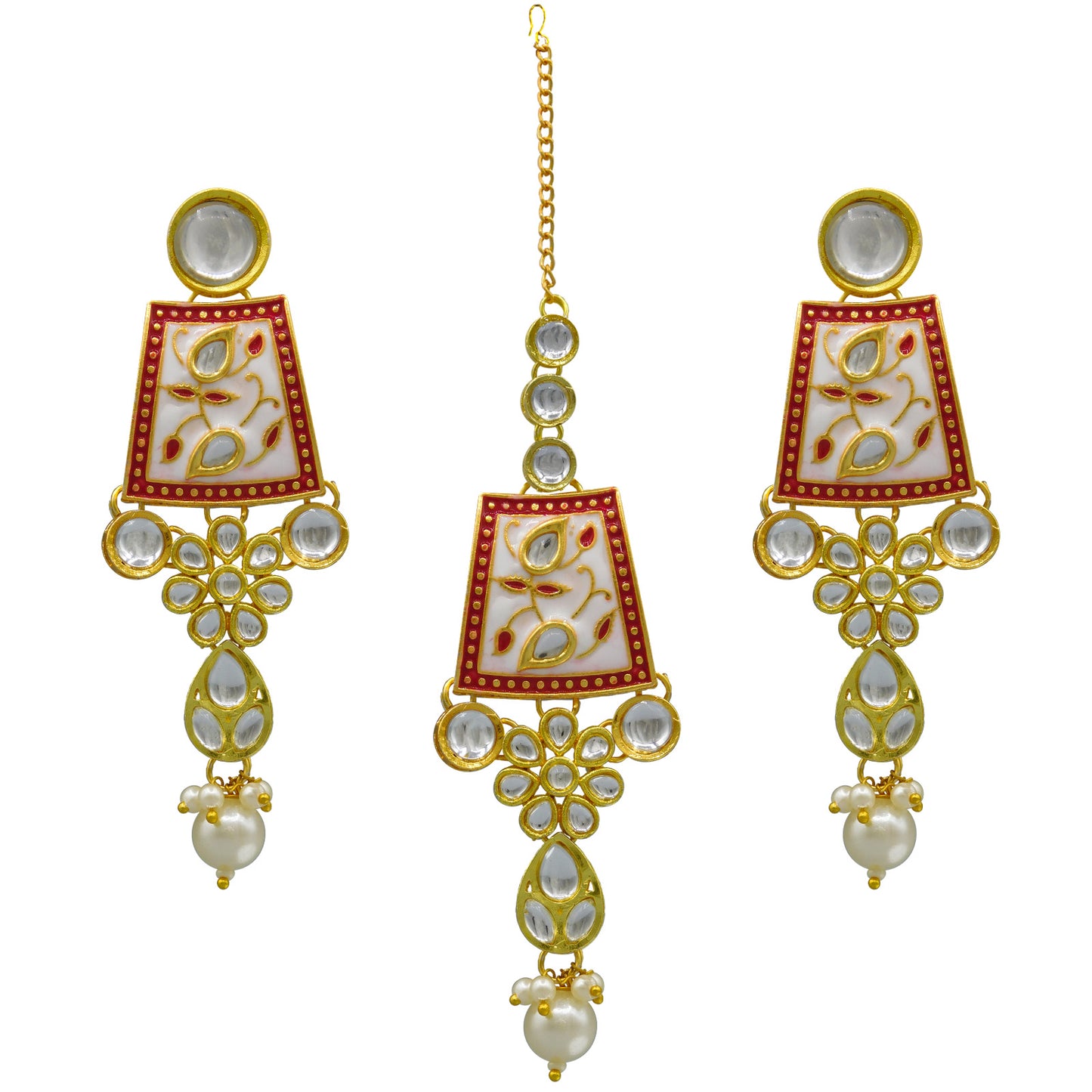 Sujwel Kundan and Meenakari Necklace Set (08-0464)