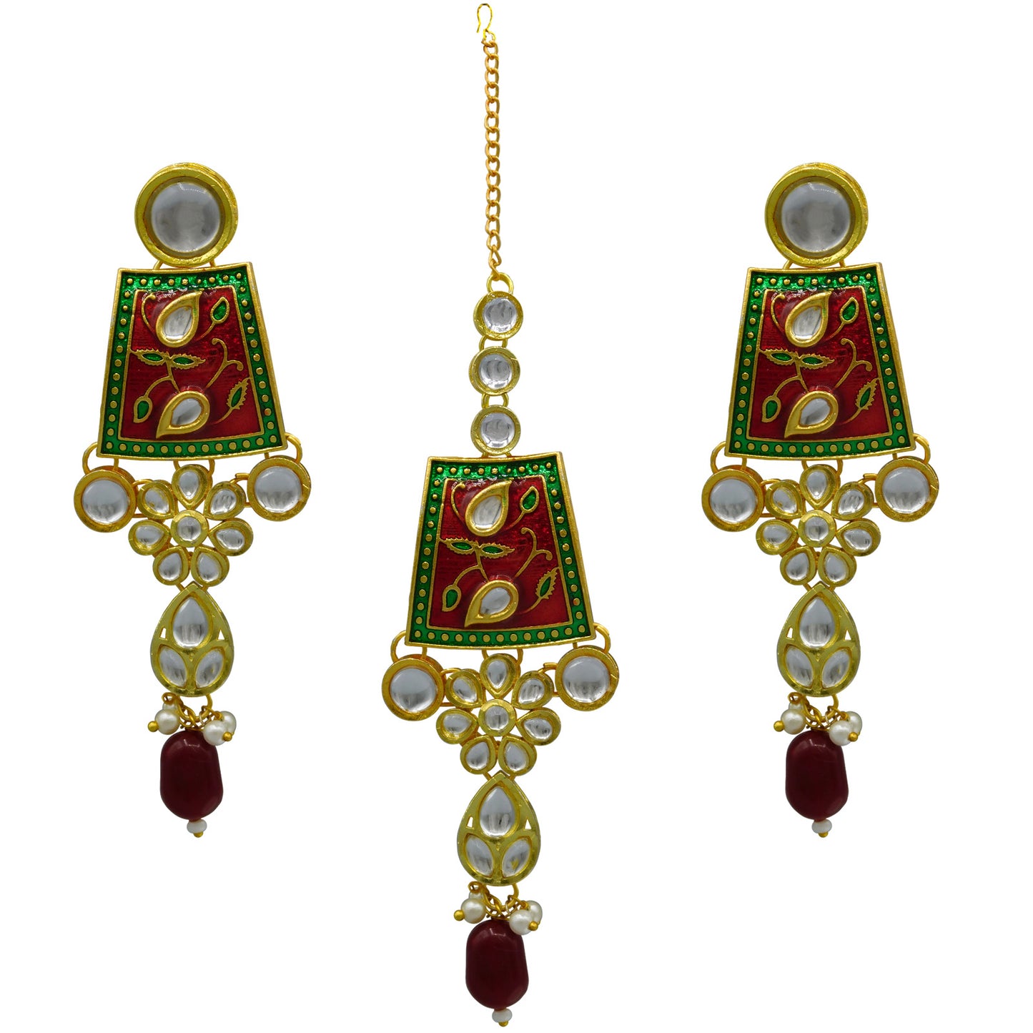 Sujwel Kundan and Meenakari Necklace Set (08-0464)
