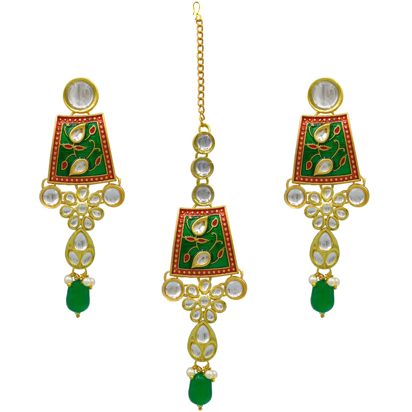 Sujwel Kundan and Meenakari Necklace Set (08-0464)