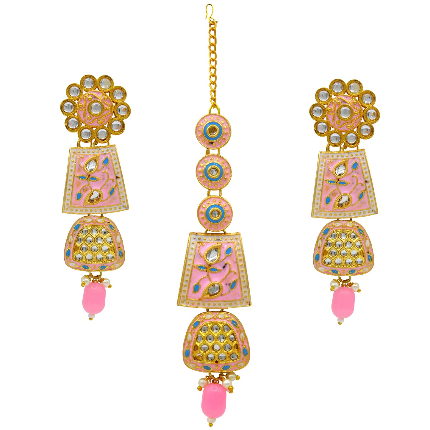 Sujwel Gold Kundan Mina Jewellery Set (08-0467)
