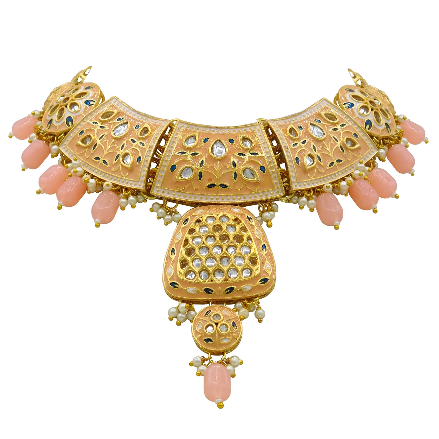 Sujwel Gold Kundan Mina Jewellery Set (08-0467)