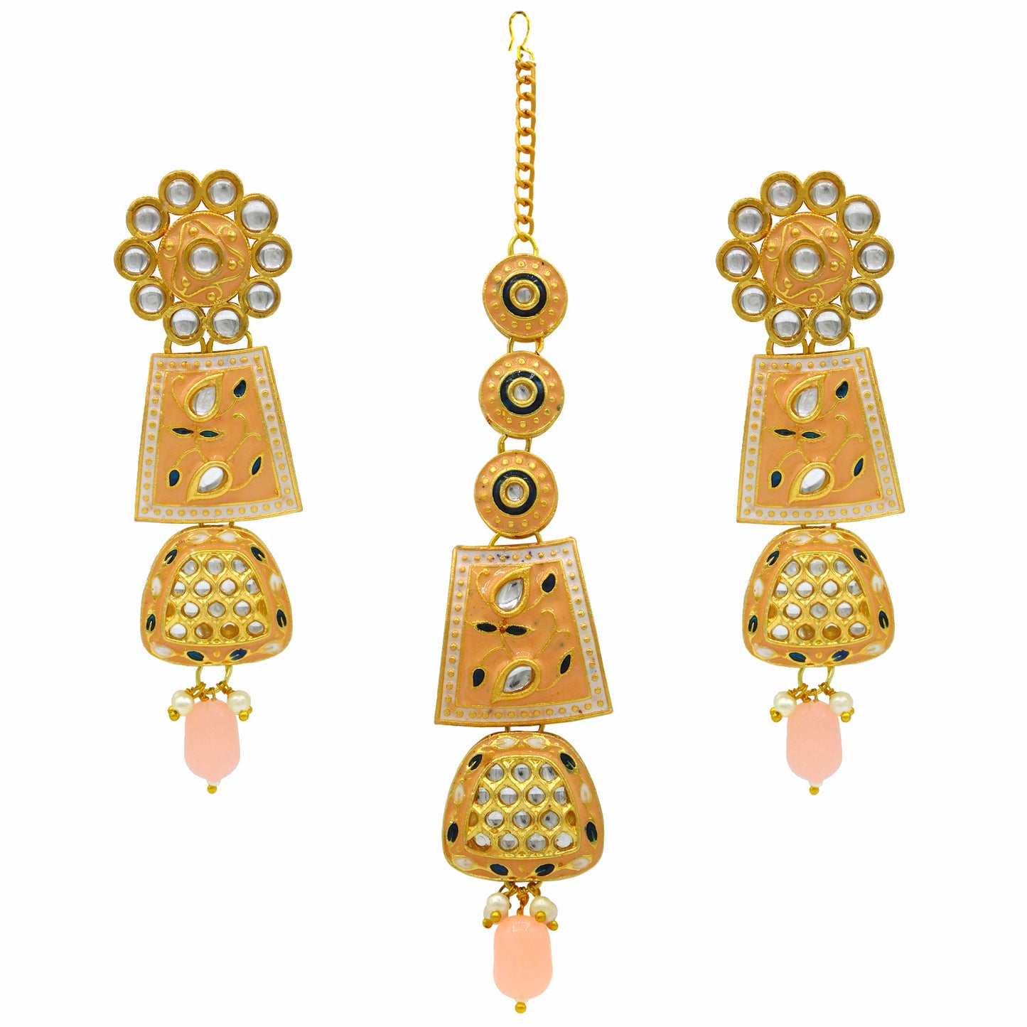 Sujwel Gold Kundan Mina Jewellery Set (08-0467)