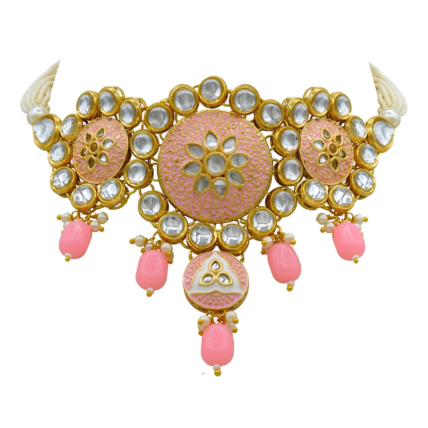 Sujwel Gold Kundan Mina Jewellery Set (SUJ08-0481)