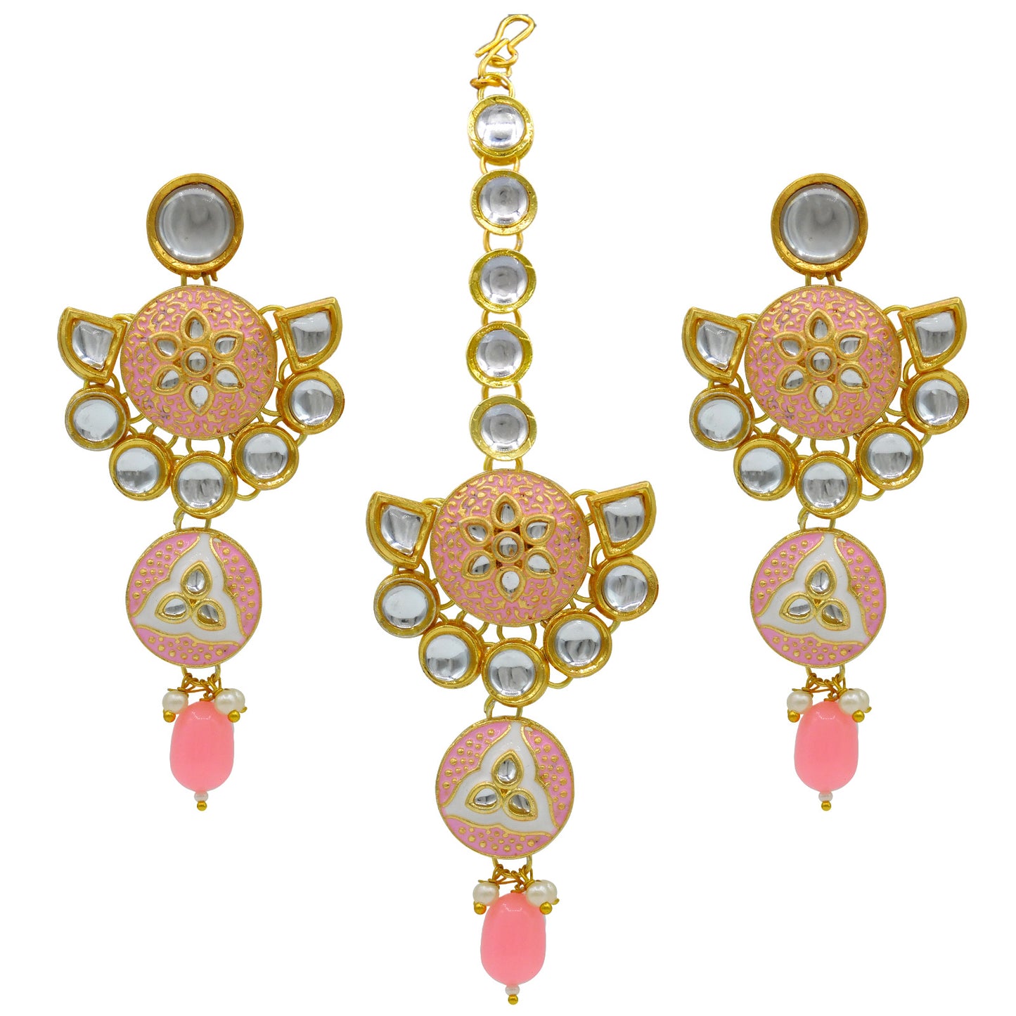 Sujwel Gold Kundan Mina Jewellery Set (SUJ08-0481)