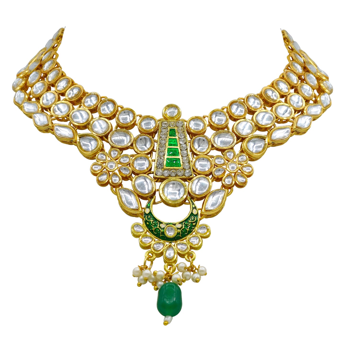 Sujwel Gold Kundan Jewellery Set (08-0483)