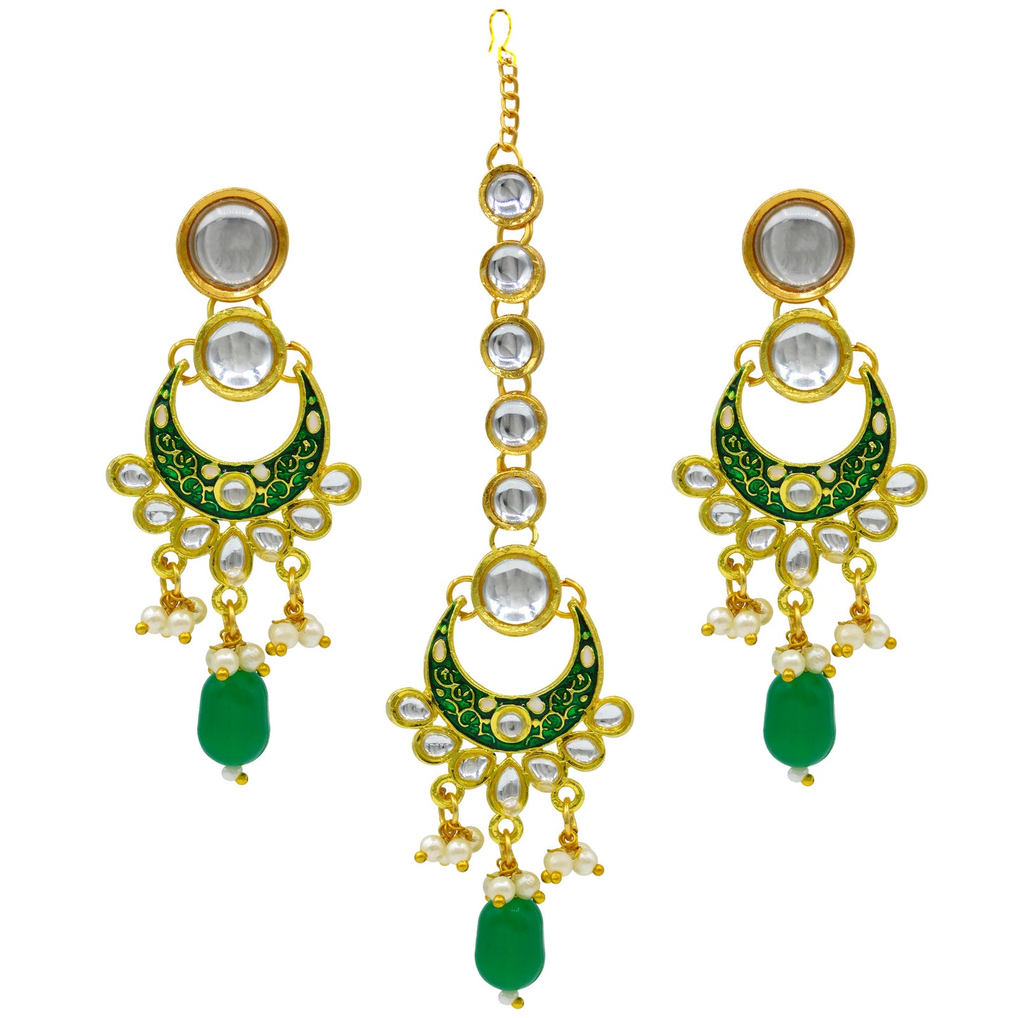 Sujwel Gold Kundan Jewellery Set (08-0483)