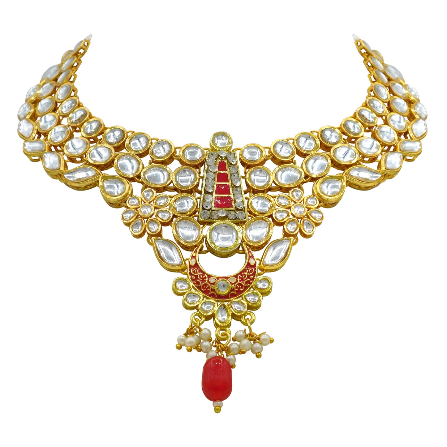 Sujwel Gold Kundan Jewellery Set (08-0483)