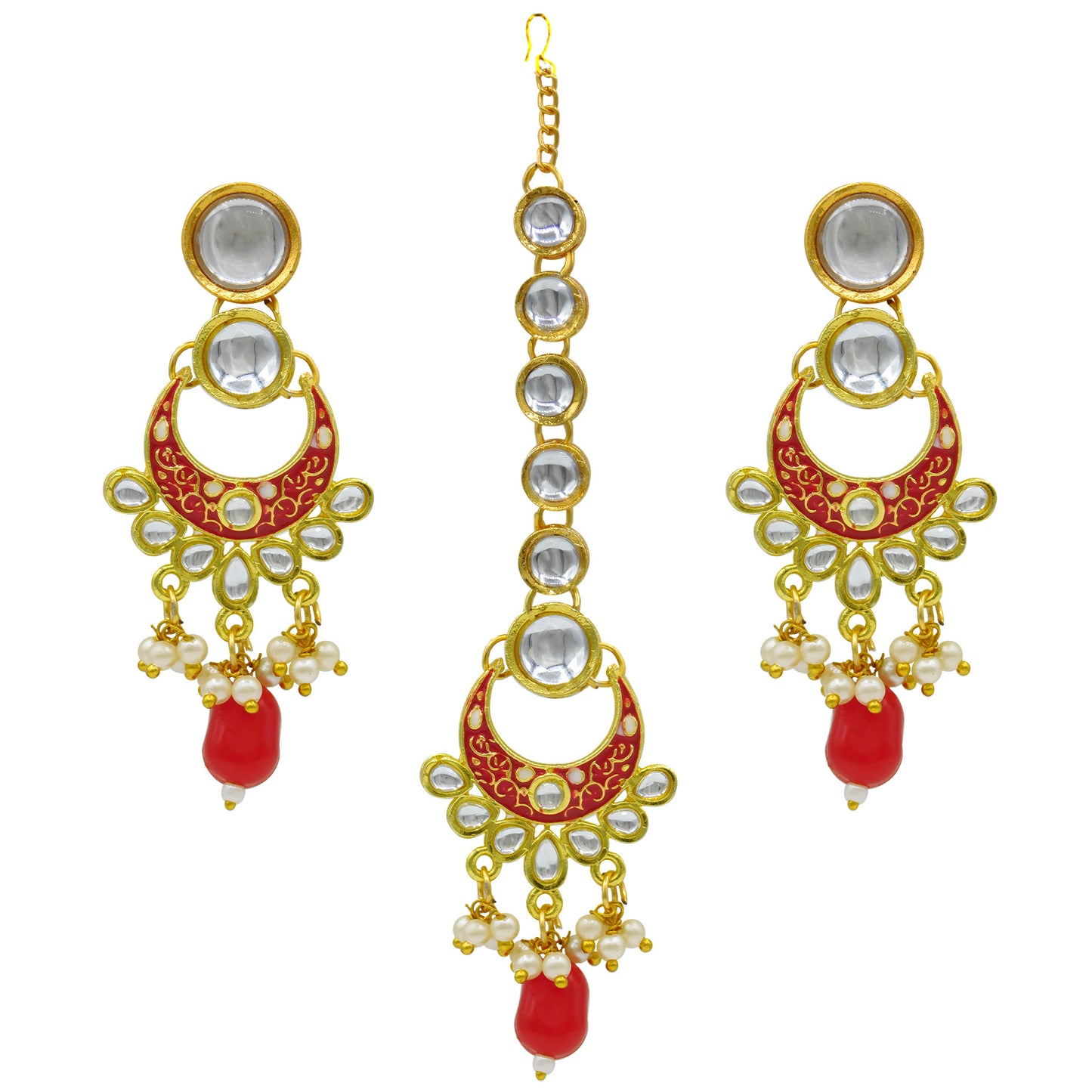 Sujwel Gold Kundan Jewellery Set (08-0483)